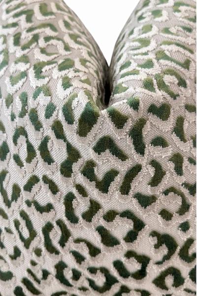 Green Leopard Pillow Cover, Beige Animal Print Cushion, Designer Accent Decor