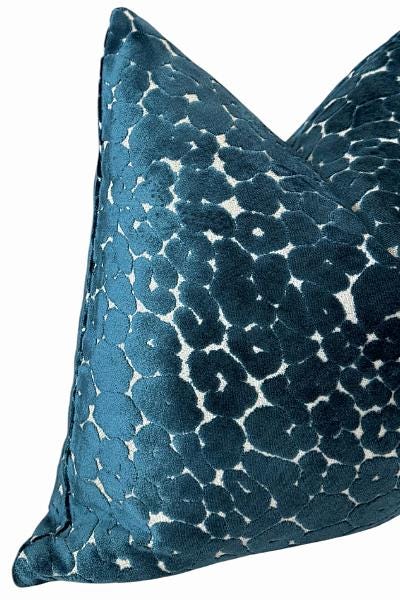 Teal Velvet Pillow Cover, Textured Abstract Accent Cushion