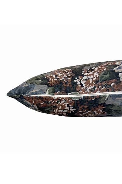 Moody Floral Pillow Cover, Blue Green Vintage Accent Cushion