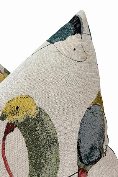 Bird Print Pillow Cover, Tropical Throw Cushion, Botanical Accent, Coastal Home Decor