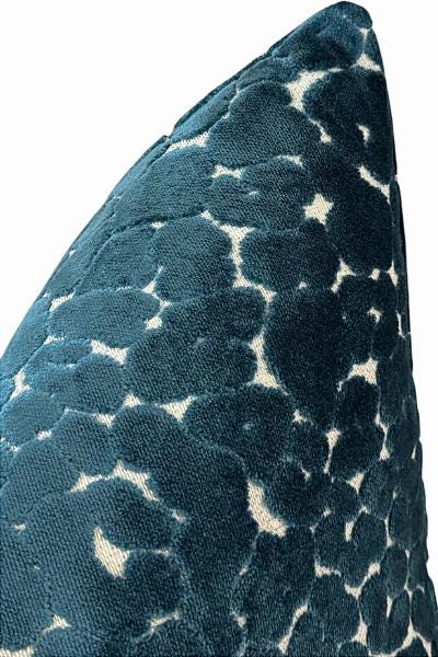 Teal Velvet Pillow Cover, Textured Abstract Accent Cushion