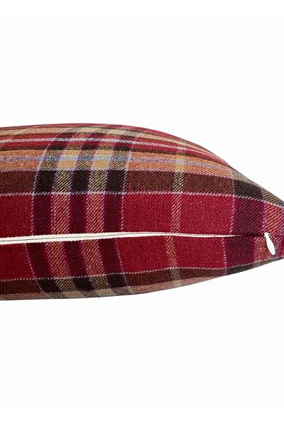 Red Plaid Pillow Cover, Christmas Throw Cushion, Rustic Farmhouse Holiday Decor, Hidden Zipper