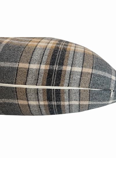 Gray Plaid Pillow Cover, Neutral Throw Cushion, Modern Farmhouse Accent, Rustic Home Decor