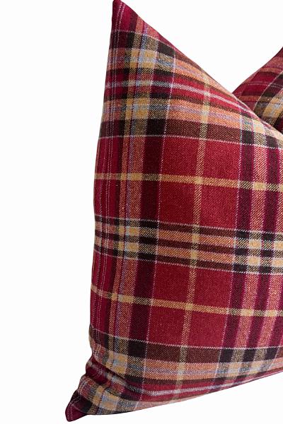 Red Plaid Pillow Cover, Christmas Throw Cushion, Rustic Farmhouse Holiday Decor, Hidden Zipper