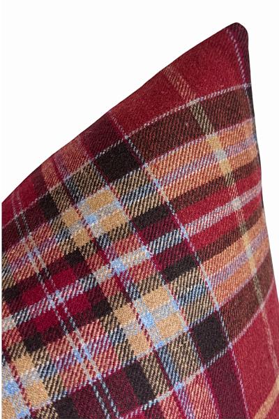 Red Plaid Pillow Cover, Christmas Throw Cushion, Rustic Farmhouse Holiday Decor, Hidden Zipper