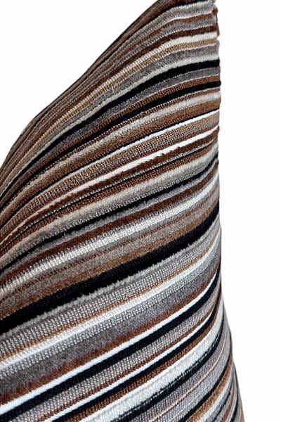Brown Black Striped Pillow Cover, Neutral Textured Designer Cushion Cover
