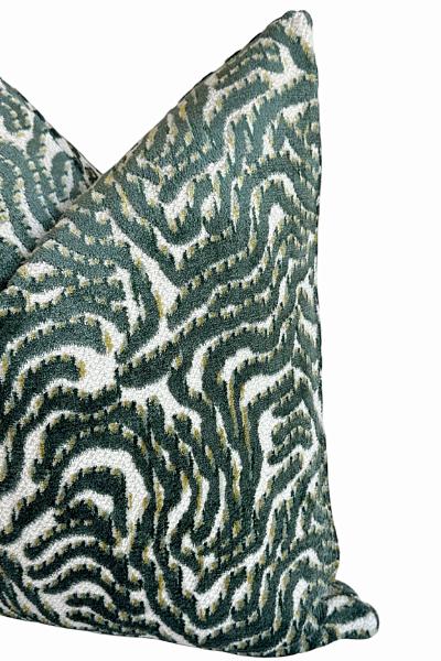 Green Animal Print Pillow Cover, Textured Throw Cushion, Modern Accent, Organic Home Decor