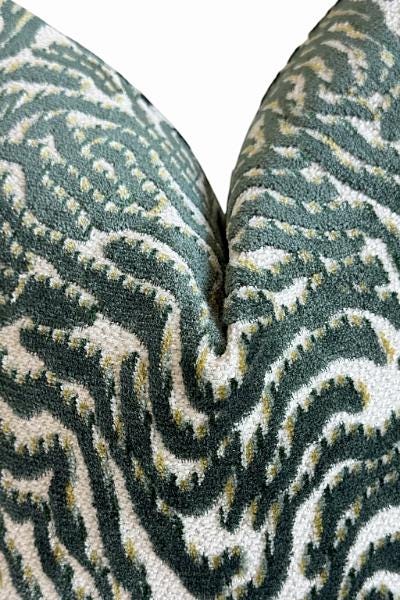 Green Animal Print Pillow Cover, Textured Throw Cushion, Modern Accent, Organic Home Decor