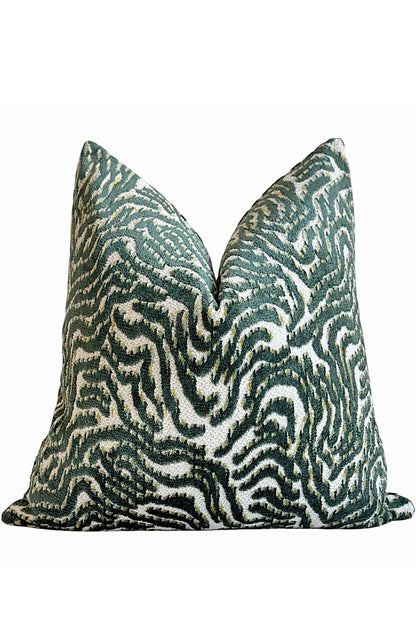 Green Animal Print Pillow Cover, Textured Throw Cushion, Modern Accent, Organic Home Decor