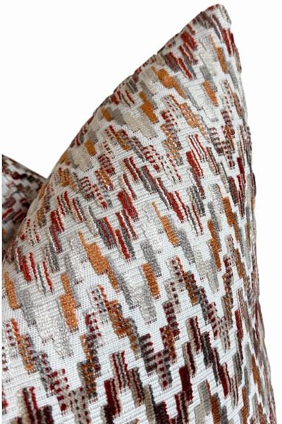 Rustic Geometric Decorative Pillow Cover, Neutral Boho Accent Cushion, Designer Home Decor