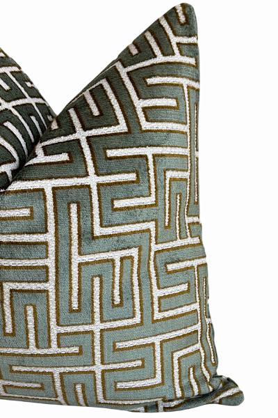 Modern Geometric Pillow Cover, Sage Green Maze Pattern Accent Cushion, Contemporary Home Decor