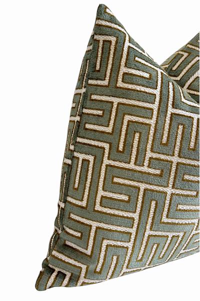 Modern Geometric Pillow Cover, Sage Green Maze Pattern Accent Cushion, Contemporary Home Decor