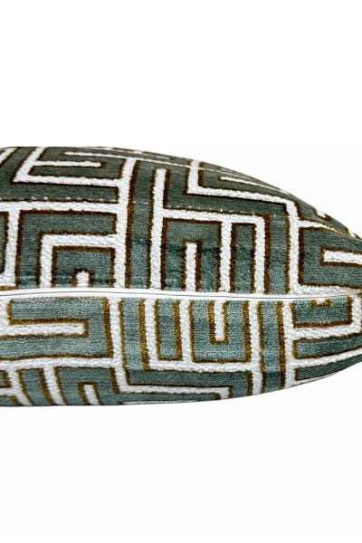 Modern Geometric Pillow Cover, Sage Green Maze Pattern Accent Cushion, Contemporary Home Decor