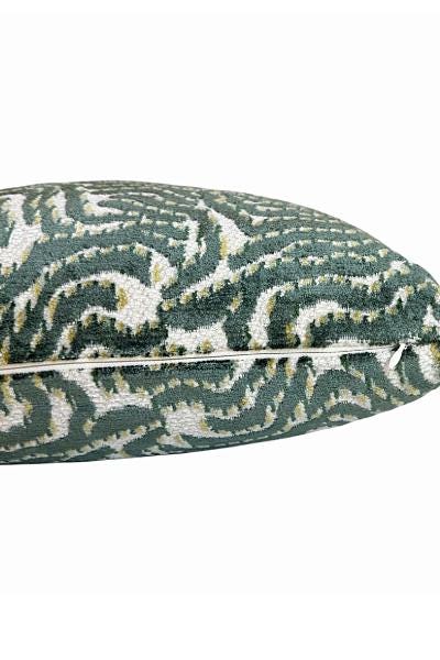 Green Animal Print Pillow Cover, Textured Throw Cushion, Modern Accent, Organic Home Decor