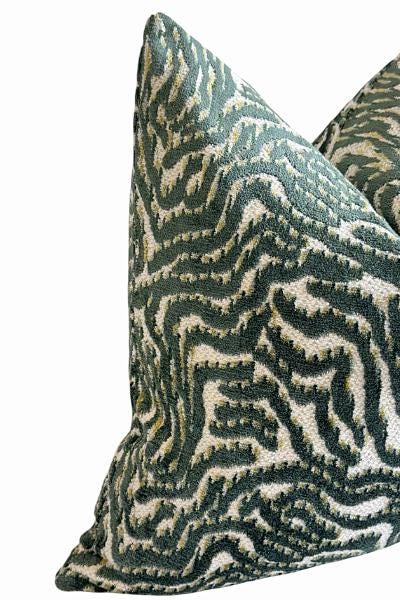 Green Animal Print Pillow Cover, Textured Throw Cushion, Modern Accent, Organic Home Decor
