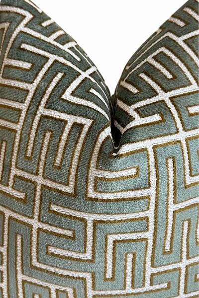 Modern Geometric Pillow Cover, Sage Green Maze Pattern Accent Cushion, Contemporary Home Decor