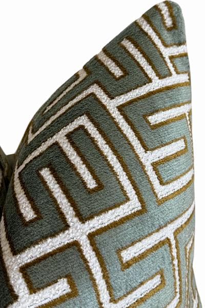 Modern Geometric Pillow Cover, Sage Green Maze Pattern Accent Cushion, Contemporary Home Decor